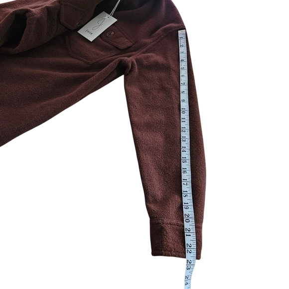 Women's NWT Joie Caramel Chocolate Brown Fleece Shacket Button Front Pockets S P - Picture 10 of 11